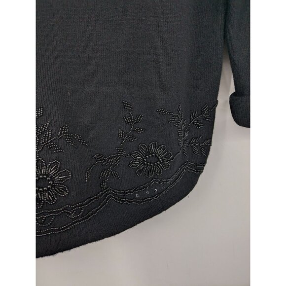 Lifelike Lindarico Knit Sweater Women Size M Pullover Angora Wool Beaded Floral - Picture 9 of 10